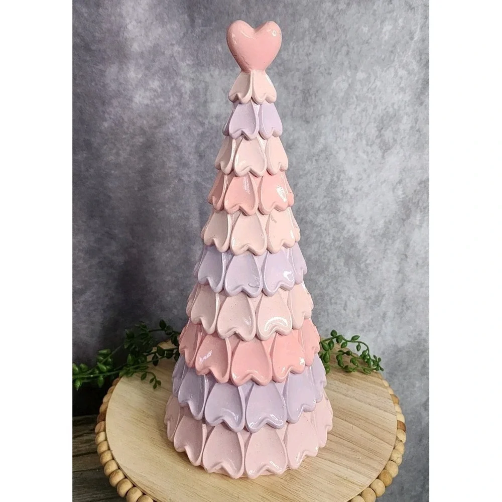 Valentines Day Pink Purple Hearts Decorative Tree‎ Resin 12